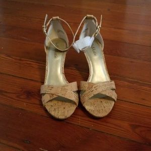 Kelly & Katie Cork heel with ankle strap.